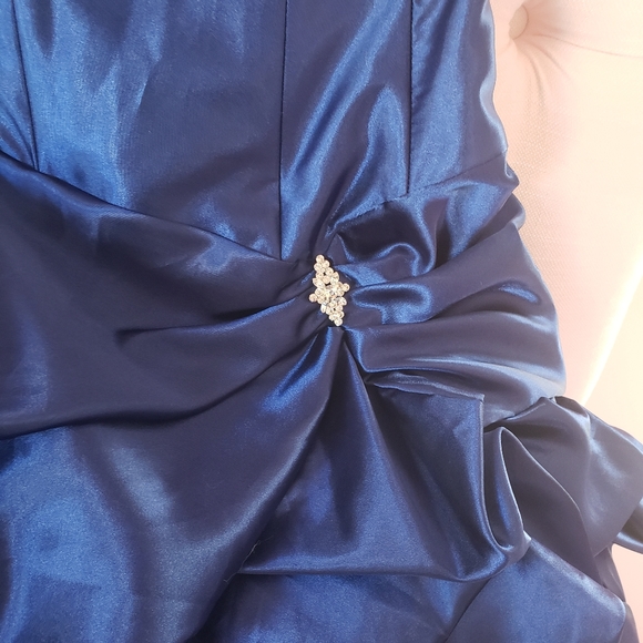 Jessica McClintock Gunne Sax 00s Blue strapless party dress sz 3 new years - Picture 3 of 13